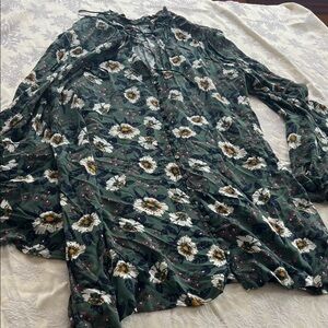 Free People Green Floral Blouse